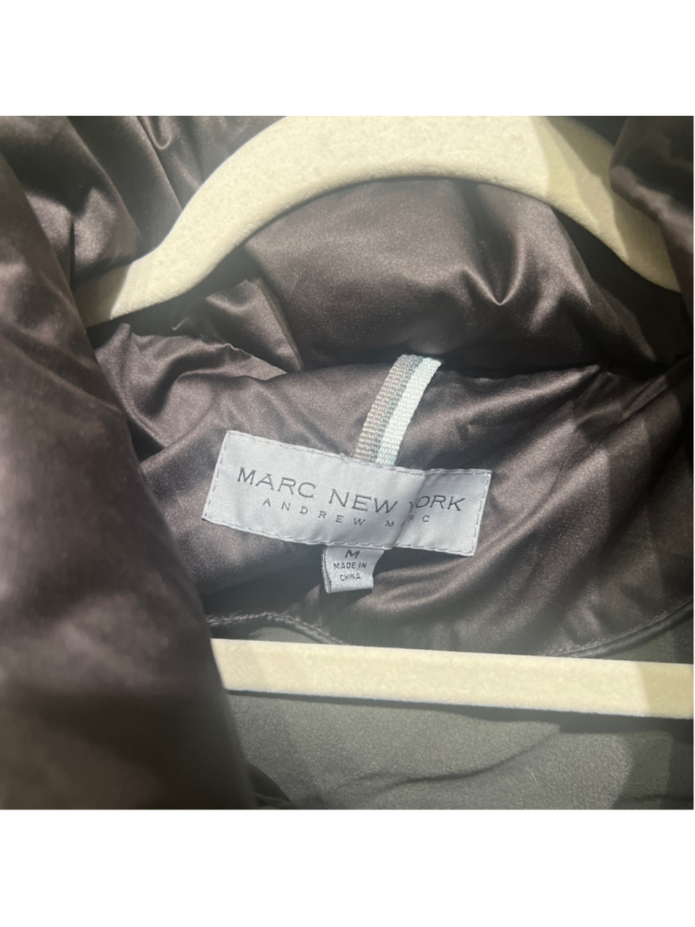 Mens Andrew Marc New York Asymmetrical Full Zip Puffer Down Jacket Size M Brown - Picture 4 of 12